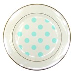 Polka Dots - Celeste Cyan on White Porcelain Plate
