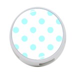 Polka Dots - Celeste Cyan on White 4-Port USB Hub (One Side)