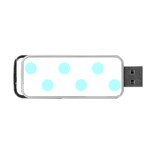 Polka Dots - Celeste Cyan on White Portable USB Flash (One Side)