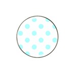 Polka Dots - Celeste Cyan on White Hat Clip Ball Marker