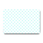 Polka Dots - Celeste Cyan on White Small Doormat