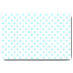 Polka Dots - Celeste Cyan on White Large Doormat
