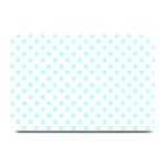 Polka Dots - Celeste Cyan on White Plate Mat