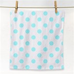 Polka Dots - Celeste Cyan on White Face Towel