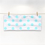 Polka Dots - Celeste Cyan on White Hand Towel