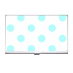 Polka Dots - Celeste Cyan on White Business Card Holder