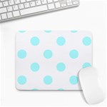 Polka Dots - Celeste Cyan on White Small Mousepad