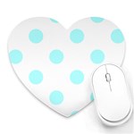 Polka Dots - Celeste Cyan on White Heart Mousepad