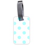 Polka Dots - Celeste Cyan on White Luggage Tag (Two Sides)