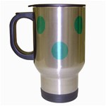 Polka Dots - Celeste Cyan on White Travel Mug (Silver Gray)