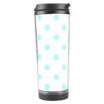 Polka Dots - Celeste Cyan on White Travel Tumbler
