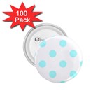 Polka Dots - Celeste Cyan on White 1.75  Button (100 pack)