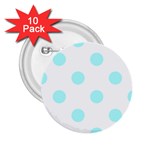 Polka Dots - Celeste Cyan on White 2.25  Button (10 pack)