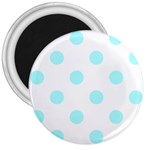 Polka Dots - Celeste Cyan on White 3  Magnet