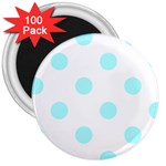 Polka Dots - Celeste Cyan on White 3  Magnet (100 pack)