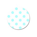Polka Dots - Celeste Cyan on White Magnet 3  (Round)
