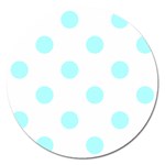 Polka Dots - Celeste Cyan on White Magnet 5  (Round)