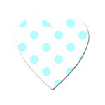 Polka Dots - Celeste Cyan on White Magnet (Heart)