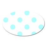 Polka Dots - Celeste Cyan on White Magnet (Oval)