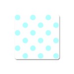 Polka Dots - Celeste Cyan on White Magnet (Square)