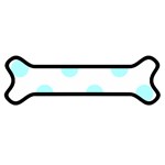 Polka Dots - Celeste Cyan on White Magnet (Dog Bone)