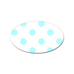 Polka Dots - Celeste Cyan on White Sticker Oval (100 pack)