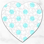Polka Dots - Celeste Cyan on White Jigsaw Puzzle (Heart)