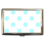 Polka Dots - Celeste Cyan on White Cigarette Money Case