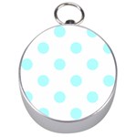 Polka Dots - Celeste Cyan on White Silver Compass