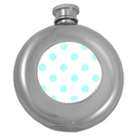 Polka Dots - Celeste Cyan on White Hip Flask (5 oz)