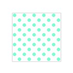 Polka Dots - Aquamarine on White Satin Bandana Scarf