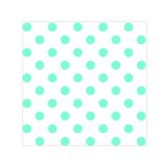 Polka Dots - Aquamarine on White Small Satin Scarf  (Square)