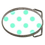 Polka Dots - Aquamarine on White Belt Buckle