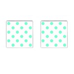 Polka Dots - Aquamarine on White Cufflinks (Square)