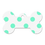 Polka Dots - Aquamarine on White Dog Tag Bone (One Side)