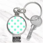 Polka Dots - Aquamarine on White Nail Clippers Key Chain