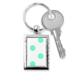 Polka Dots - Aquamarine on White Key Chain (Rectangle)
