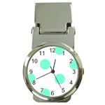 Polka Dots - Aquamarine on White Money Clip Watch
