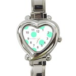 Polka Dots - Aquamarine on White Heart Italian Charm Watch