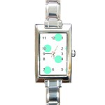 Polka Dots - Aquamarine on White Rectangle Italian Charm Watch