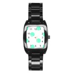Polka Dots - Aquamarine on White Stainless Steel Barrel Watch
