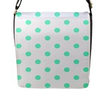 Polka Dots - Aquamarine on White Flap Closure Messenger Bag (L)