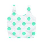 Polka Dots - Aquamarine on White Full Print Recycle Bag (M)