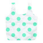Polka Dots - Aquamarine on White Full Print Recycle Bag (L)