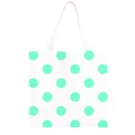 Polka Dots - Aquamarine on White Grocery Light Tote Bag