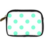 Polka Dots - Aquamarine on White Digital Camera Leather Case