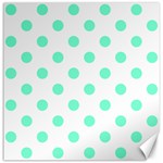 Polka Dots - Aquamarine on White Canvas 12  x 12 