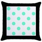 Polka Dots - Aquamarine on White Throw Pillow Case (Black)