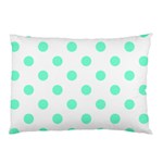 Polka Dots - Aquamarine on White Pillow Case (One Side)