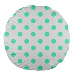 Polka Dots - Aquamarine on White Large 18  Premium Flano Round Cushion
